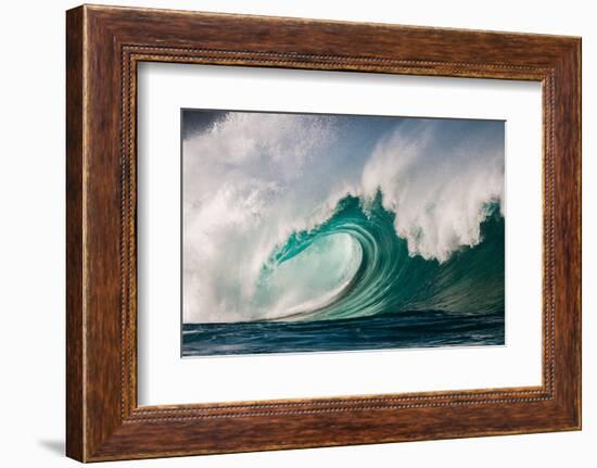 Giant surf at Waimea Bay Shorebreak, North Shore, Oahu, Hawaii-Mark A Johnson-Framed Photographic Print