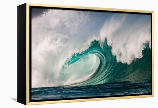 Giant surf at Waimea Bay Shorebreak, North Shore, Oahu, Hawaii-Mark A Johnson-Framed Premier Image Canvas