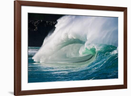 Giant surf at Waimea Bay Shorebreak, North Shore, Oahu, Hawaii-Mark A Johnson-Framed Photographic Print