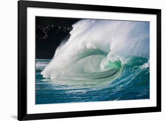 Giant surf at Waimea Bay Shorebreak, North Shore, Oahu, Hawaii-Mark A Johnson-Framed Photographic Print