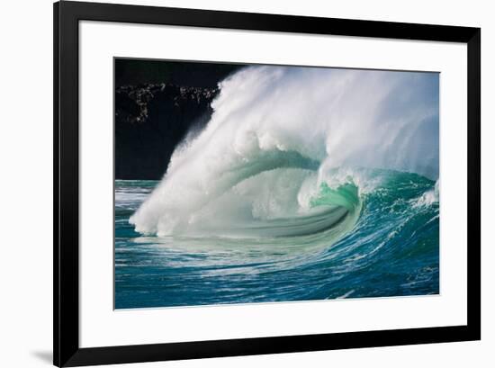 Giant surf at Waimea Bay Shorebreak, North Shore, Oahu, Hawaii-Mark A Johnson-Framed Photographic Print