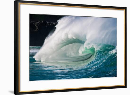 Giant surf at Waimea Bay Shorebreak, North Shore, Oahu, Hawaii-Mark A Johnson-Framed Photographic Print