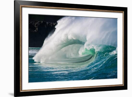 Giant surf at Waimea Bay Shorebreak, North Shore, Oahu, Hawaii-Mark A Johnson-Framed Photographic Print