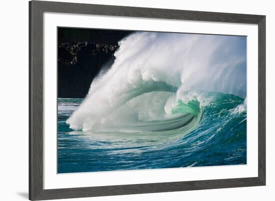 Giant surf at Waimea Bay Shorebreak, North Shore, Oahu, Hawaii-Mark A Johnson-Framed Photographic Print