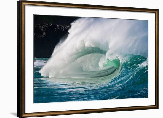 Giant surf at Waimea Bay Shorebreak, North Shore, Oahu, Hawaii-Mark A Johnson-Framed Photographic Print