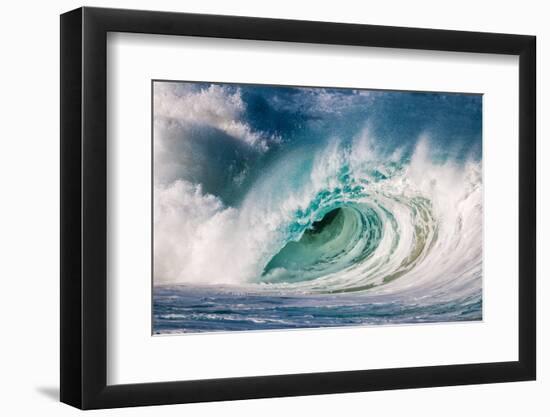 Giant surf at Waimea Bay Shorebreak, North Shore, Oahu, Hawaii-Mark A Johnson-Framed Photographic Print