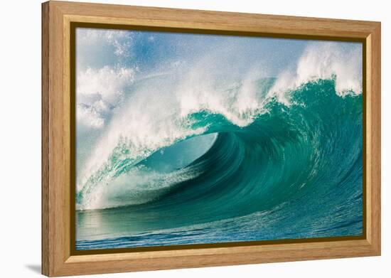 Giant surf at Waimea Bay Shorebreak, North Shore, Oahu, Hawaii-Mark A Johnson-Framed Premier Image Canvas