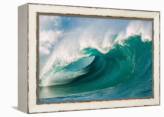 Giant surf at Waimea Bay Shorebreak, North Shore, Oahu, Hawaii-Mark A Johnson-Framed Premier Image Canvas