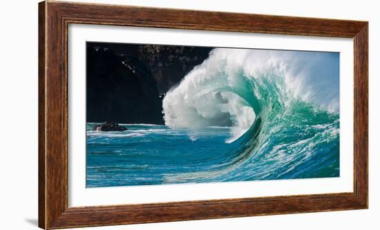 Giant surf at Waimea Bay Shorebreak, North Shore, Oahu, Hawaii-Mark A Johnson-Framed Photographic Print