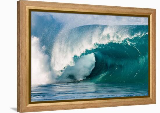 Giant surf at Waimea Bay Shorebreak, North Shore, Oahu, Hawaii-Mark A Johnson-Framed Premier Image Canvas