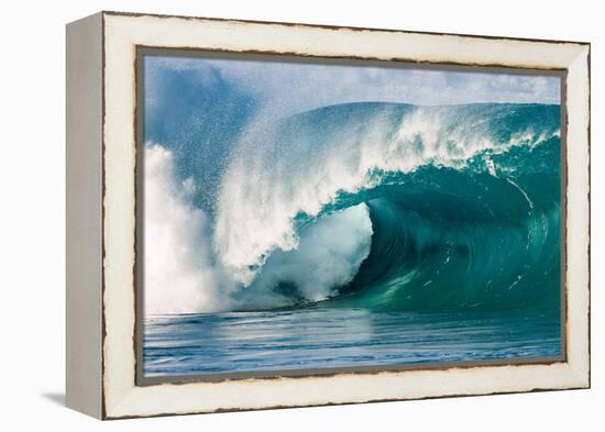 Giant surf at Waimea Bay Shorebreak, North Shore, Oahu, Hawaii-Mark A Johnson-Framed Premier Image Canvas