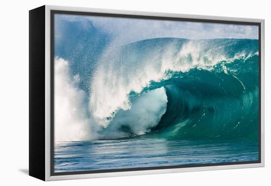 Giant surf at Waimea Bay Shorebreak, North Shore, Oahu, Hawaii-Mark A Johnson-Framed Premier Image Canvas