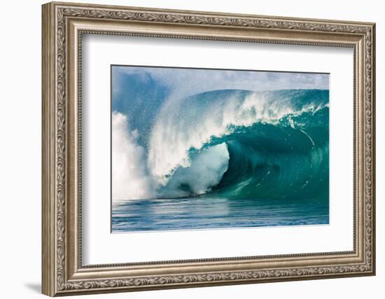 Giant surf at Waimea Bay Shorebreak, North Shore, Oahu, Hawaii-Mark A Johnson-Framed Photographic Print