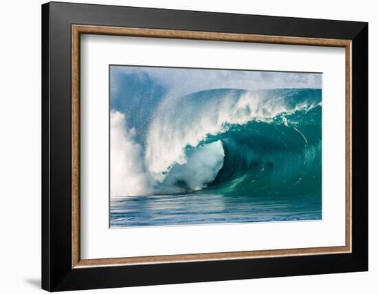 Giant surf at Waimea Bay Shorebreak, North Shore, Oahu, Hawaii-Mark A Johnson-Framed Photographic Print