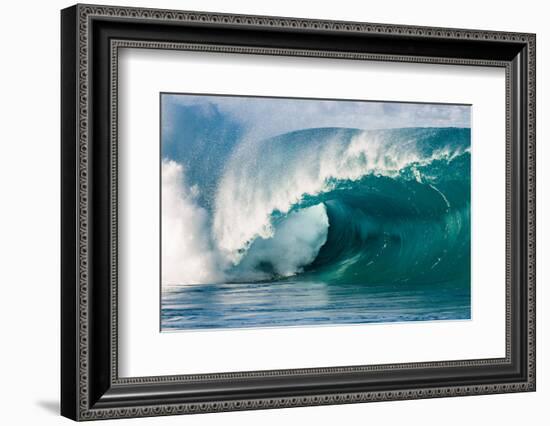 Giant surf at Waimea Bay Shorebreak, North Shore, Oahu, Hawaii-Mark A Johnson-Framed Photographic Print