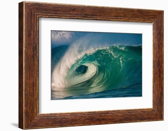 Giant surf at Waimea Bay Shorebreak, North Shore, Oahu, Hawaii-Mark A Johnson-Framed Photographic Print