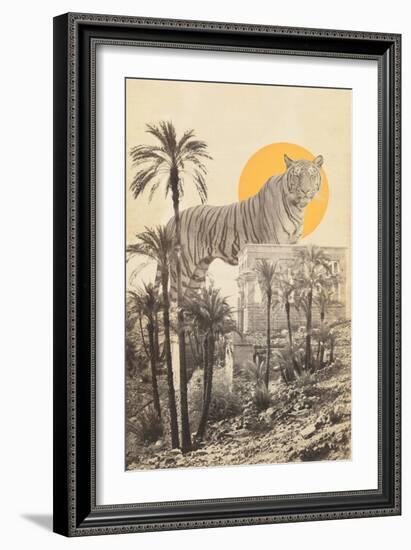 Giant Tiger in Ruins and Palms, 2020 (Mixed Media)-Florent Bodart-Framed Giclee Print