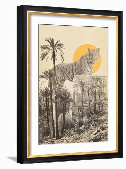 Giant Tiger in Ruins and Palms, 2020 (Mixed Media)-Florent Bodart-Framed Giclee Print