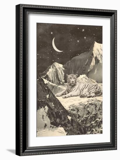 Giant White Tiger in Mountains-Florent Bodart-Framed Giclee Print