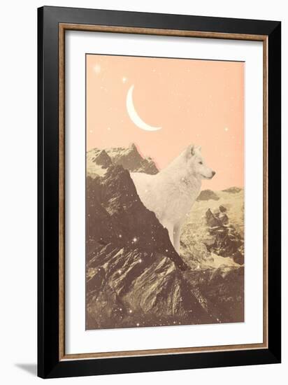 Giant Wolf in Pink Mountains, 2021 (Collage)-Florent Bodart-Framed Giclee Print