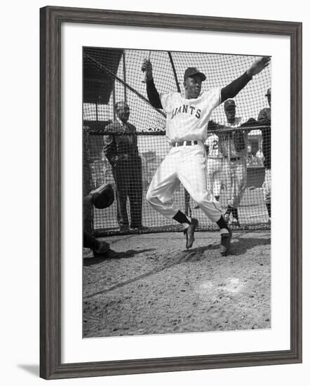 Giants Baseball Player Willie Mays Playing Pepper at Phoenix Training Camp-Loomis Dean-Framed Premium Photographic Print