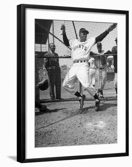 Giants Baseball Player Willie Mays Playing Pepper at Phoenix Training Camp-Loomis Dean-Framed Premium Photographic Print