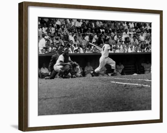 Giants Player, Willie Mays, Batting During Game with Dodgers-null-Framed Premium Photographic Print