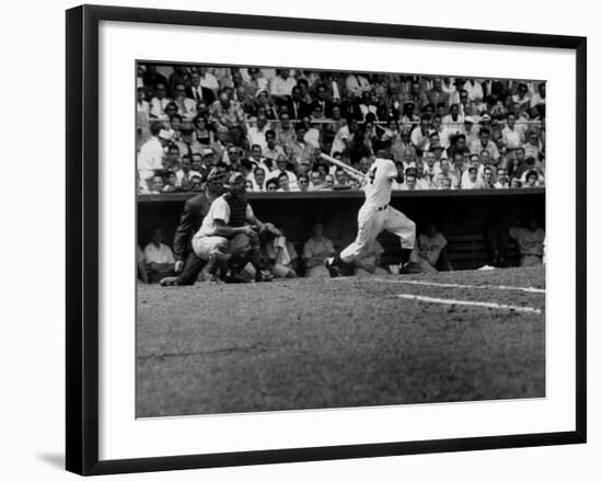 Giants Player, Willie Mays, Batting During Game with Dodgers-null-Framed Premium Photographic Print