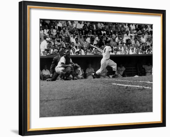 Giants Player, Willie Mays, Batting During Game with Dodgers-null-Framed Premium Photographic Print