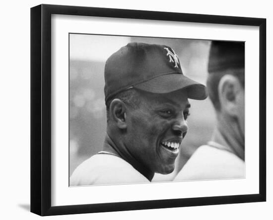 Giants Player, Willie Mays, Joking with Fellow Players During Warm-Up-null-Framed Premium Photographic Print