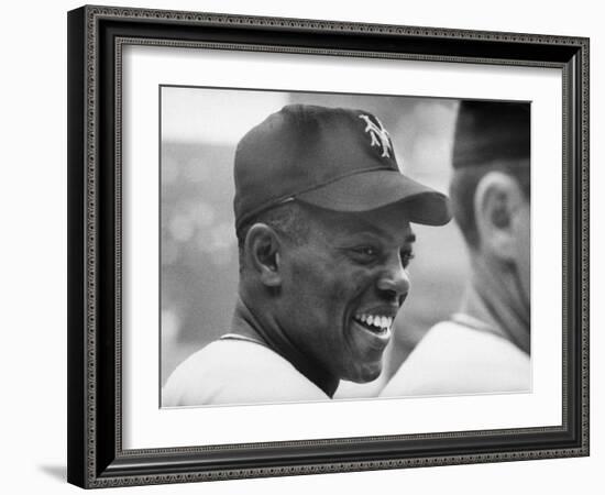 Giants Player, Willie Mays, Joking with Fellow Players During Warm-Up-null-Framed Premium Photographic Print