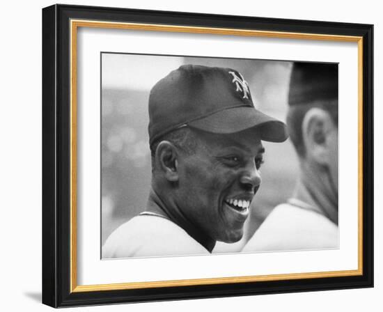 Giants Player, Willie Mays, Joking with Fellow Players During Warm-Up-null-Framed Premium Photographic Print