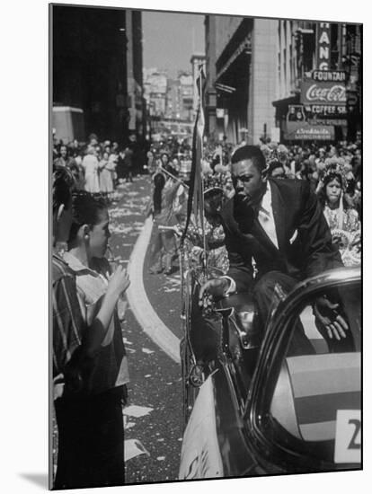 Giants Player Willie Mays Riding in Parade Prior to Opening Game-Leonard Mccombe-Mounted Premium Photographic Print