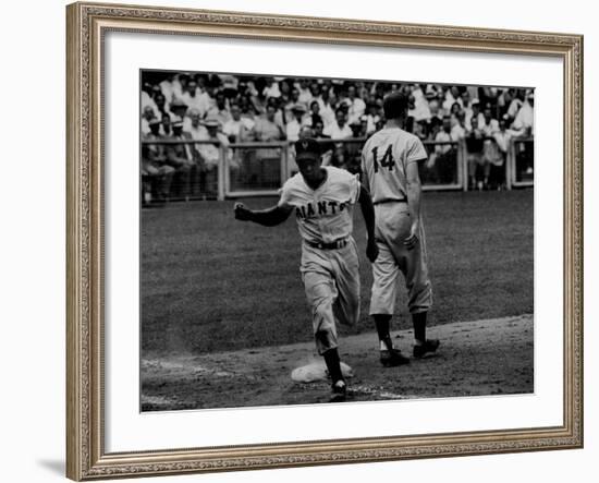 Giants Player, Willie Mays, Running Bases During Game with Dodgers-null-Framed Premium Photographic Print