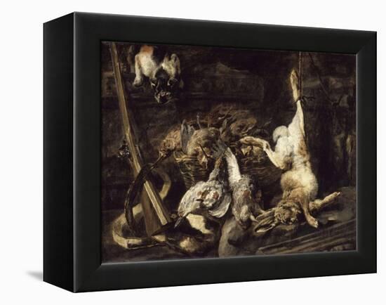 Gibier et attirail de chasse découverts par un chat-Jan Fyt-Framed Premier Image Canvas