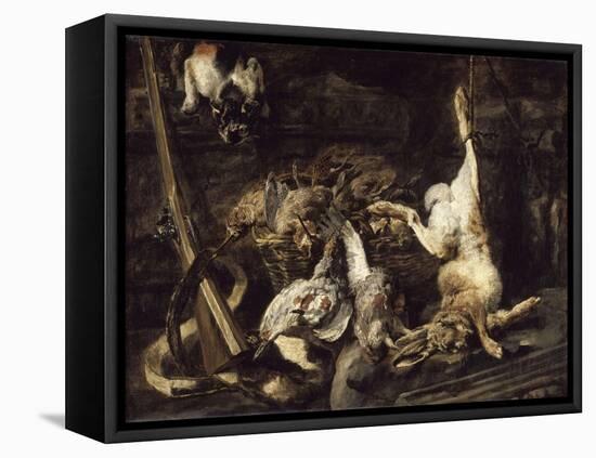 Gibier et attirail de chasse découverts par un chat-Jan Fyt-Framed Premier Image Canvas