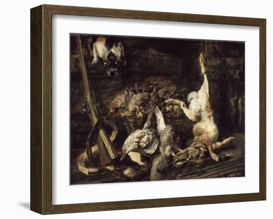 Gibier et attirail de chasse découverts par un chat-Jan Fyt-Framed Giclee Print