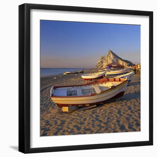 Gibraltar Viewed Along Beach, La Linea, Andalucia, Spain, Mediterranean, Europe-Stuart Black-Framed Photographic Print