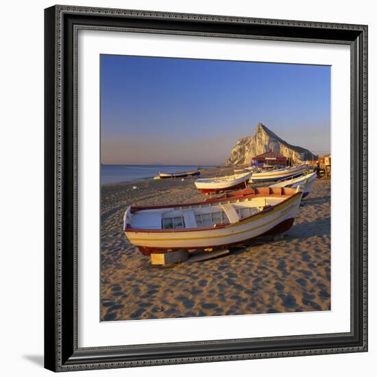 Gibraltar Viewed Along Beach, La Linea, Andalucia, Spain, Mediterranean, Europe-Stuart Black-Framed Photographic Print