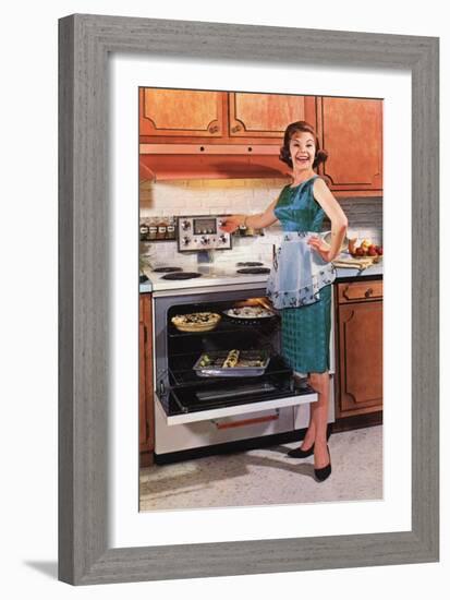 Gibson, Cooking Ovens Housewife Housewives Kitchens Appliances Woman Women in Kitchens, USA, 1950-null-Framed Giclee Print