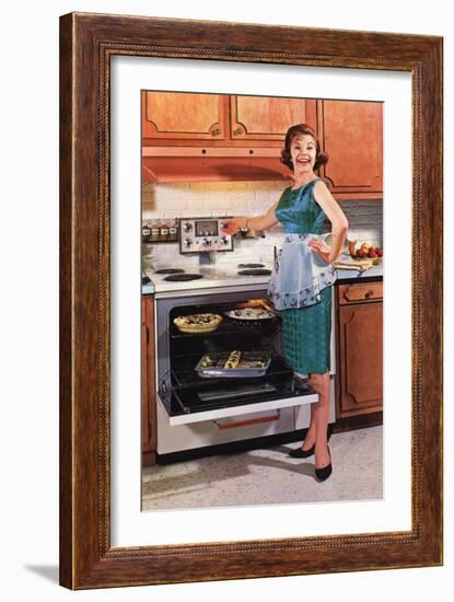 Gibson, Cooking Ovens Housewife Housewives Kitchens Appliances Woman Women in Kitchens, USA, 1950-null-Framed Giclee Print