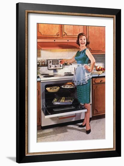 Gibson, Cooking Ovens Housewife Housewives Kitchens Appliances Woman Women in Kitchens, USA, 1950-null-Framed Giclee Print