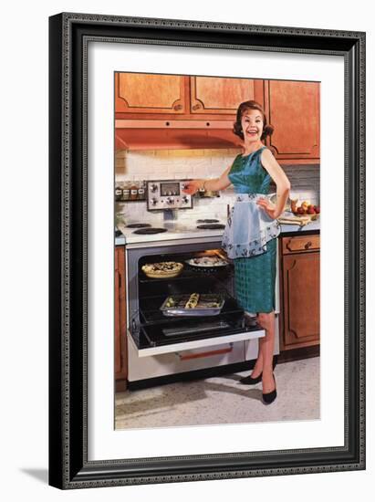 Gibson, Cooking Ovens Housewife Housewives Kitchens Appliances Woman Women in Kitchens, USA, 1950-null-Framed Giclee Print