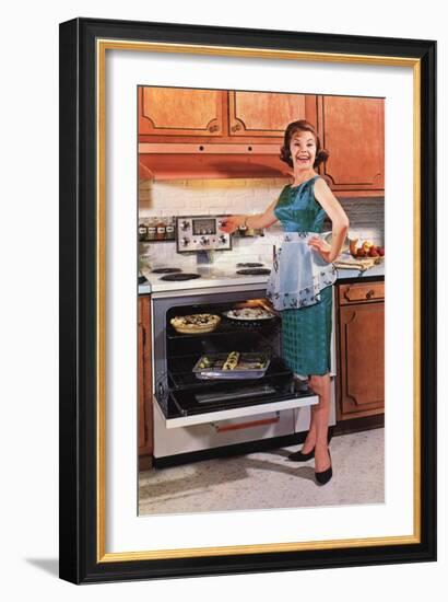 Gibson, Cooking Ovens Housewife Housewives Kitchens Appliances Woman Women in Kitchens, USA, 1950-null-Framed Giclee Print