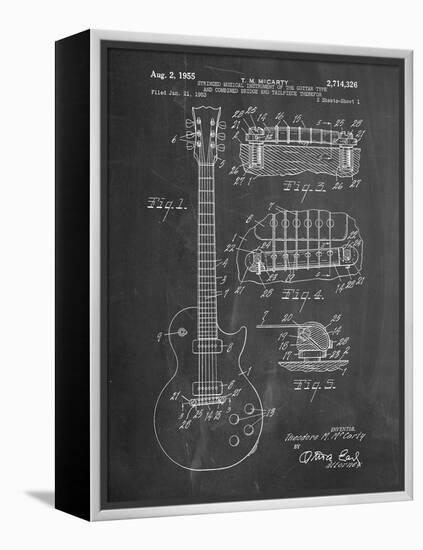 Gibson Les Paul Guitar Patent-Cole Borders-Framed Stretched Canvas