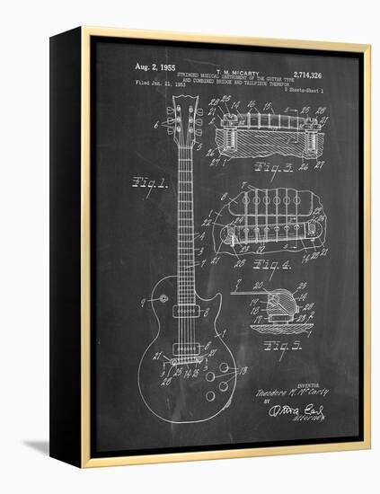 Gibson Les Paul Guitar Patent-Cole Borders-Framed Stretched Canvas