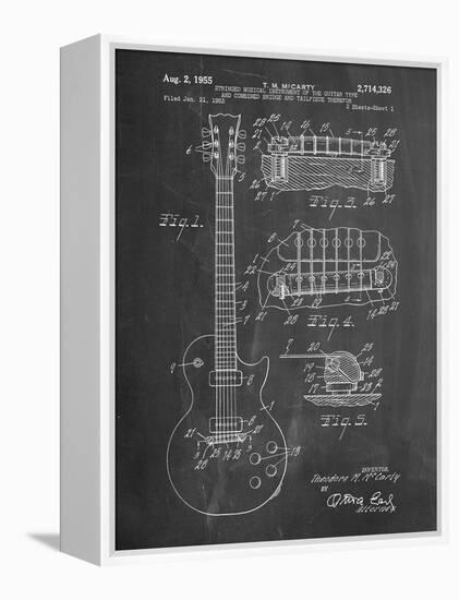 Gibson Les Paul Guitar Patent-Cole Borders-Framed Stretched Canvas