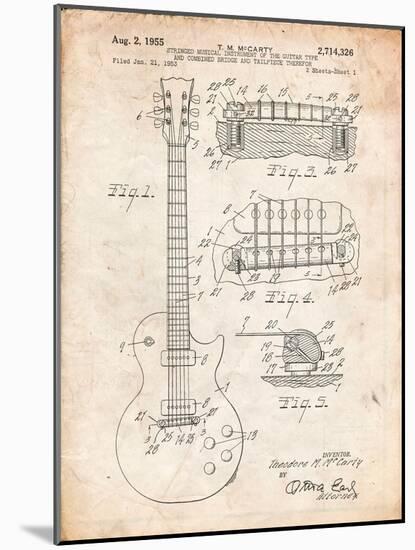 Gibson Les Paul Guitar Patent-Cole Borders-Mounted Art Print