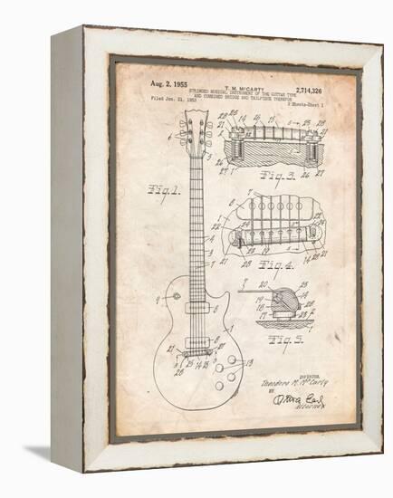 Gibson Les Paul Guitar Patent-Cole Borders-Framed Stretched Canvas