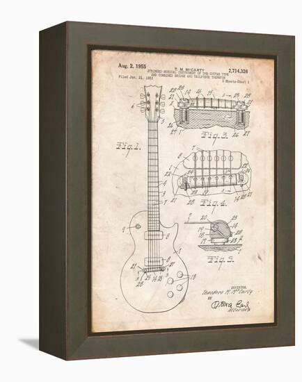 Gibson Les Paul Guitar Patent-Cole Borders-Framed Stretched Canvas